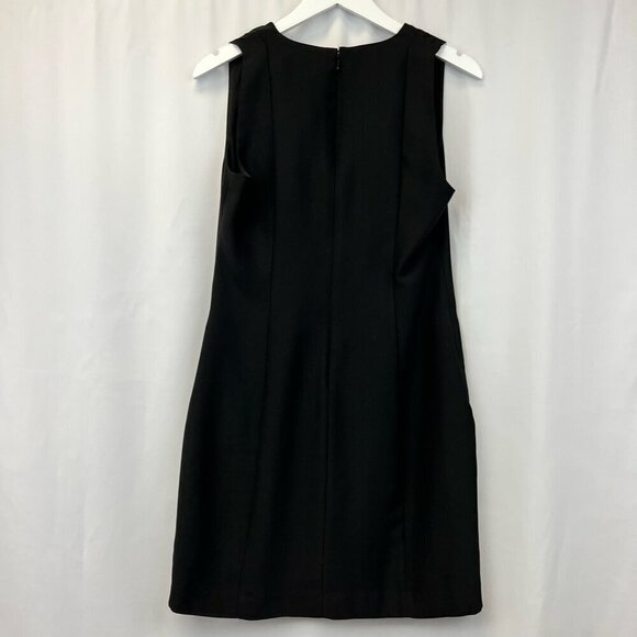Banana Republic Womens A Line Dress Solid Black V Neck Sleeveless Knee Length 2 - Picture 4 of 11